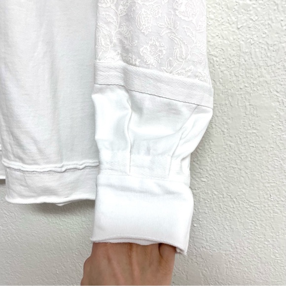 Sundance Split Lace Front 1/4 Button Front Sweatshirt - Picture 12 of 12